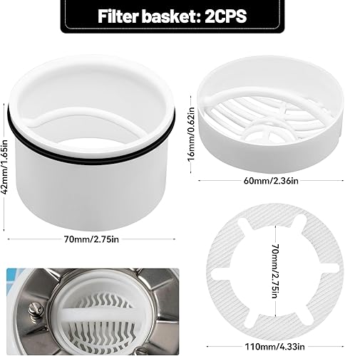 Filtro per Capelli + Tubo Sommergibile per Doccia, Compatibile con Tempoplex e Viega Modelli 6960, 6961, 6962, 6963, Raccogli Capelli per Doccia Universale - Honorern