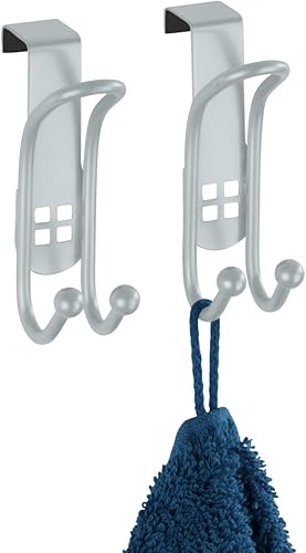 Wenko 22697100 gancio porta foro design set congelatore, Ganci appendiabiti, ganci da bagno, acciaio, argento, 6 x 3.2 x 9.5 cm - Honorern