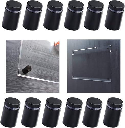 12 viti di pubblicità, distanziatori per vetro, in acciaio inox (nero opaco 12 x 20 mm) - Honorern