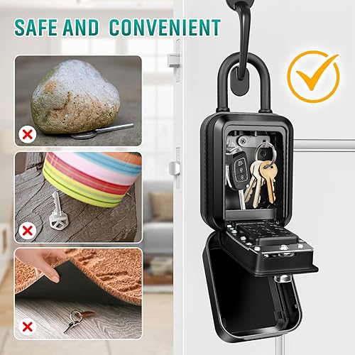 Cassetta di Sicurezza per Chiavi Grande Cassaforte Portachiavi con Codice di Reset 12 Cifre, Portachiavi Impermeabile, Antiruggine, per Interni ed Esterni - Honorern