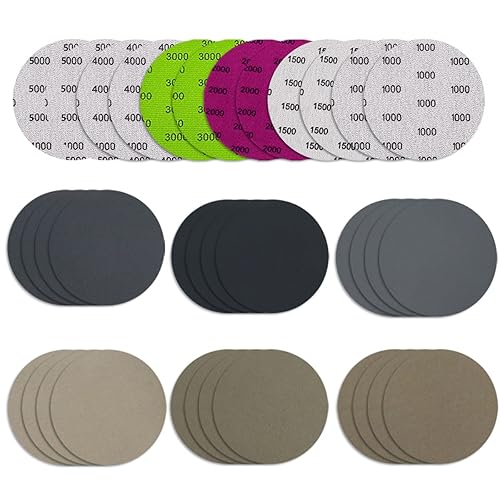 30 Pezzi 75mm Dischi Abrasivi, Asciutti Bagnati Carta Abrasivi, Dischi di Carta Abrasiva Grana 1000/1500/2000/3000/4000/5000, Carta Vetrata per Legno Levigatura Lucidatura Derusting - Honorern