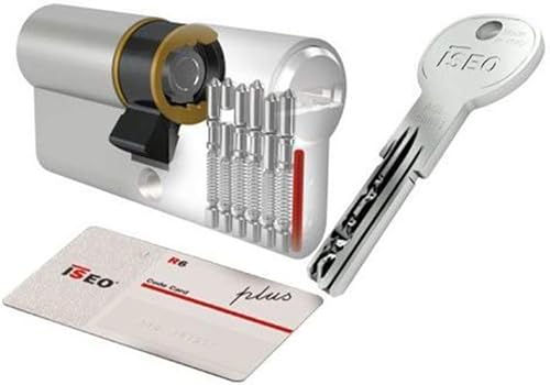 Cilindro ISEO R6 Plus MM.75 (30/45) a doppio profilo in ottone nichelato opaco, a 6 spine - Honorern