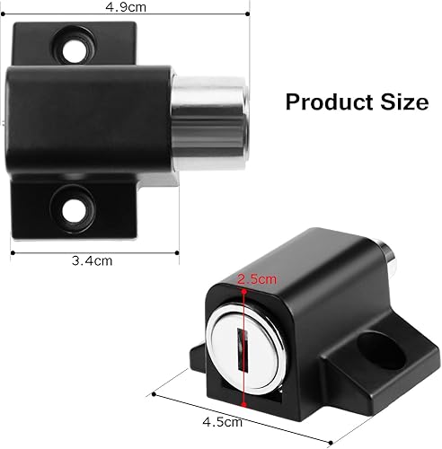 Set di 2 chiusure scorrevoli per porte e finestre, con chiave, colore: nero - Honorern