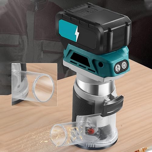 Fresatrice Verticale a Batteria per Batteria Makita 18V, Utensile Fresatura per Bordi 6 Velocità 800W 30000 Giri/Min, Fresatrice per Bordi Senza Spazzole con Fresatura di Rifinitura (Utensile Nudo) - Honorern