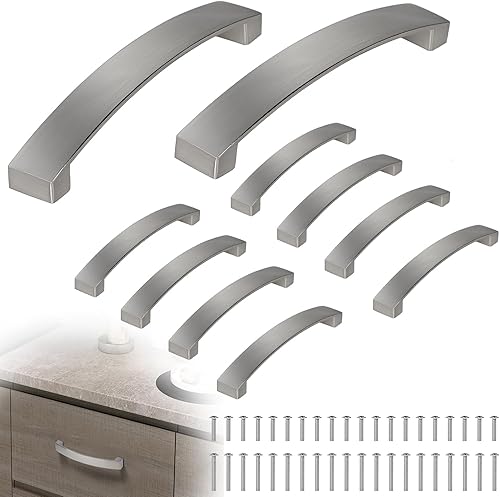 5 Pezzi Maniglie per Mobili da Cucina, 128mm Maniglie Cassetti, Maniglie per ante armadio, Maniglia ad arco per armadio da cucina, Tiretti per Mobili Cucina(Argento) - Honorern