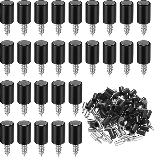 50 x Pioli Staffe Supporti per Mensole, 7,3mm Perni Per Mensole Mensola Armadio, Supporto per Mensola Vetro, Pioli Staffa Reggi Mensola Autofilettanti, con Copertura Antiscivolo (nero) - Honorern
