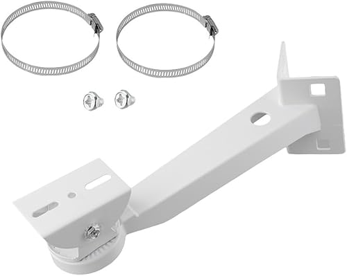 Angolo di montaggio per telecamera con montaggio su palo, staffa di montaggio per palo della fotocamera, montaggio angolare con 2 anelli regolabili per telecamere CCTV, bianco - Honorern