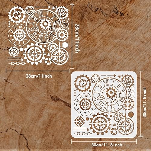 FINGERINSPIRE Stencil A Forma di Ingranaggi per Dipingere 30x30cm Stencil Steampunk Stencil A Forma di Orologio Stencil A Forma di Ingranaggi In Plastica Stencil Riutilizzabili per Arte e Artigianato - Honorern