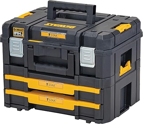 DEWALT DWST83395-1 - TSTAK IP54 Combo Kit - Capacità di carico 30 kg, protezione IP54, inserto in schiuma, trasportabile, chiusure in metallo, divisori estraibili. Misure: L:440 x A:337 x P:320 mm - Honorern