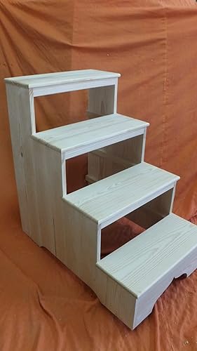 la iberica Scala in legno 4 gradini in legno natutale, 80 cm. Altezza - Honorern