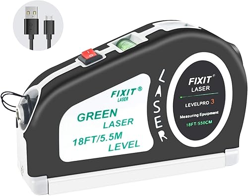 Livella laser, livella a bolla, verde, leva laser multiuso con linea verticale e orizzontale, linea trasversale laser da 5,5 m - Honorern