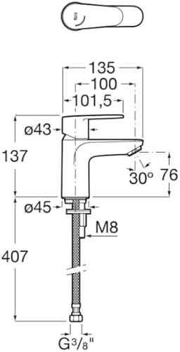 Roca A5A324FC00 Miscelatore lavabo Victoria Plus, corpo liscio, Cold Start, cromato - Honorern