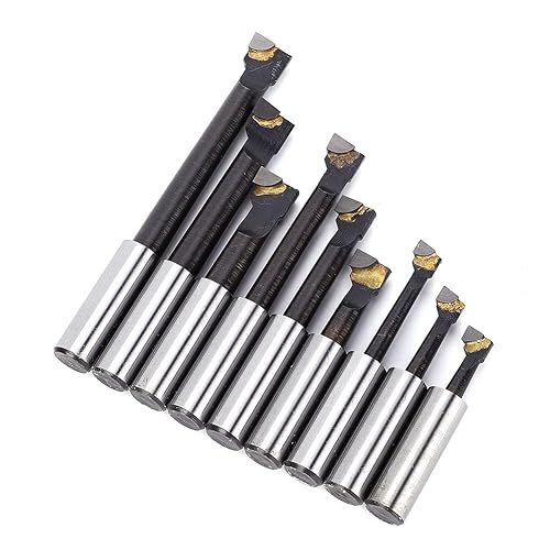9 PZ 1/2'Set di barre alesatrici Punte in metallo duro di qualità PRO 1/2' Utensile per tornio con gambo Profondità di foratura 19/28,5/38,1/28,5/42,8/57,15/38,1/57,1/76,2 mm - Honorern