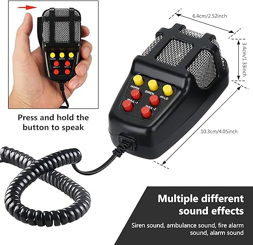 Sirena per auto, 12 V, 7 toni, sirena per auto, corno, sirena per auto, 100 W, utilizzata per le chiamate di allarme, per tutti i veicoli da 12 V, camion, barche, auto, furgoni 2.4a Abs, calibro 158 x - Honorern