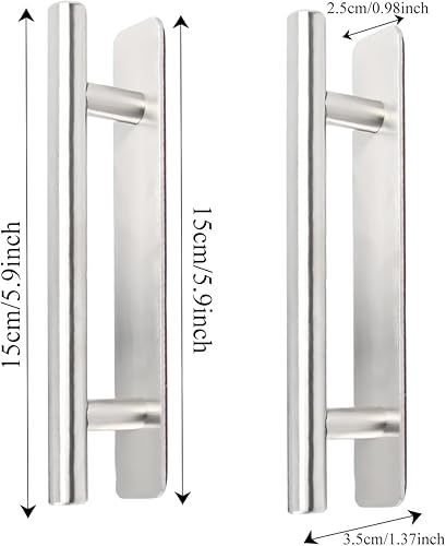 2Pezzi Maniglie Autoadesive per Mobili Cucina Armadio Adesiva, Maniglia Scorrevole per Porta Mobile Maniglia Cassetti in Alluminio, Senza Foratura per Cucina, Guardaroba, Porta del Balcone (Argento) - Honorern