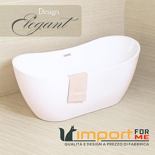 Vasca Freestanding Elegante 170x80cm - Design Raffinato, Telaio Acciaio Inox, Piletta e Scarico Inclusi - Resistente Acrilico, Certificazione CE - Honorern