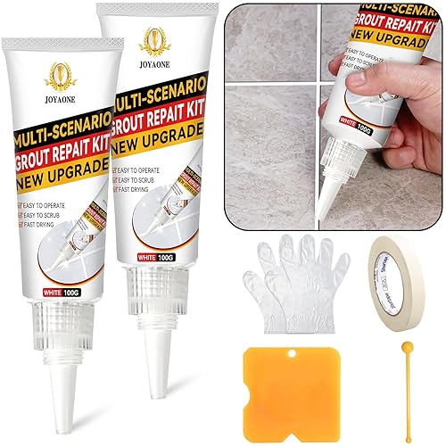 Stucco per Piastrelle, Kit Riparazione Piastrelle ad Asciugatura Rapida, Silicone Grigio per Bagno e Cucina (200g) - Honorern