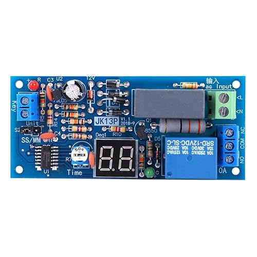 Oumefar Modulo Relè Temporizzatore AC 220V 1-99 Secondi/1-99 Minuti Modulo Relè Ritardo Intervallo di Tempo Timer Ciclo con Display a LED - Honorern