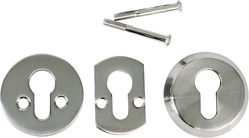 Amig - Scudo di sicurezza antimordassa per serrature a cilindro Europrofile Mod. 29 | Ø 60 mm | Con viti, supporto e bocconaglio interno | Zama cromato opaco - Honorern