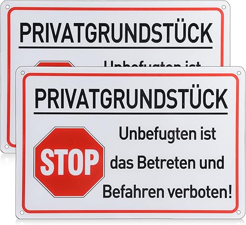 WIYETY Alluminio Attenzione: cartello privato: 2 pezzi cartello di avvertimento privato con autoadesivo e 4 fori, cartelli in metallo riflettente, in plastica dura, 30 x 20 x 0,1 cm - Honorern
