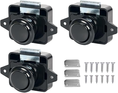Kellehour 3 Pcs Chiusura a Pulsante,Serratura a Pulsante per Porta,Chiusura Della Porta a Pulsante,Push Lock Serratura Senza Chiave,Serratura per Mobili Serratura a Pressione,per Porta,Armadio,Barche - Honorern