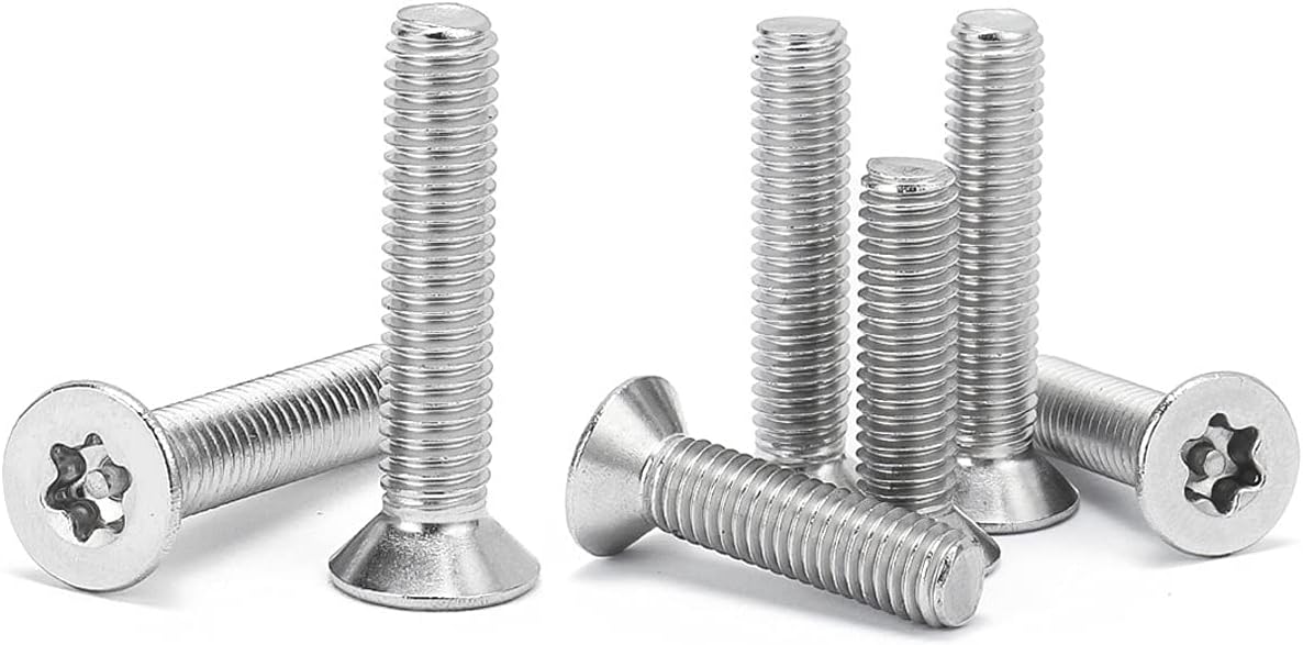 Acciaio Inox Testa Svasata Plum Blossom (TORX) con Colonna Bulloni Viti a Testa Piatta Cava Esagonale con Ago Vite Antifurto, M4×16mm,20 pcs - Honorern