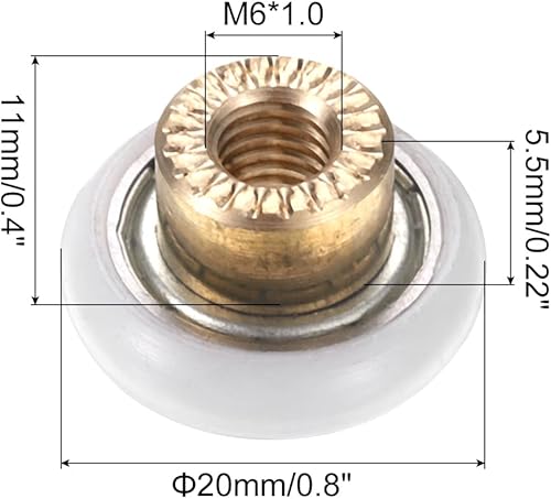 Rulli per Cassetti 20 Mm, 4 Set Pulegge Posizionamento Nylon, Piccola Ruota Ricambio per Cassetti Rondella a Molla e Bullone a Vite per Guide Armadi, Bianco - Honorern