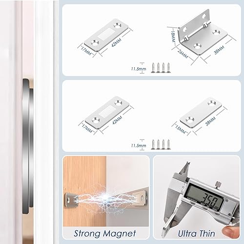 Simpeak Set di 10 Calamite Magnetiche per Porte dell'armadio, Chiusura Magnetica per Porta Scorrevole, Autoadesive per Armadio da Cucina, Chiudiporta, 5 Dritti + 5 a Forma di L - Honorern