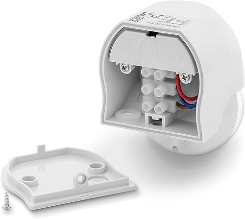 deleyCON 1x Infrarossi Rilevatore di Movimento Risalire in Superficie Interno Esterno a Prova di Spruzzi D'Acqua Ruotabile Barra di Inclinazione 180° Area di Lavoro Portata 12 m Bianco - Honorern