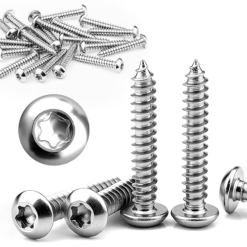 50 viti autofilettanti M5 x 40 mm, in acciaio inox, viti a testa piatta, per legno, filettatura completa, autofilettanti Torx, per viti spax, pannelli acustici (argento) - Honorern