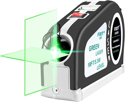 Livella laser, livella a bolla, verde, leva laser multiuso con linea verticale e orizzontale, linea trasversale laser da 5,5 m - Honorern