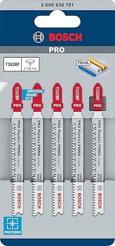 Bosch Professional 3x Lame per seghetto alternativo Expert T 102 BF Clean for PVC (per Fogli acrilici PMMA, accessorio Seghetto alternativo) - Honorern