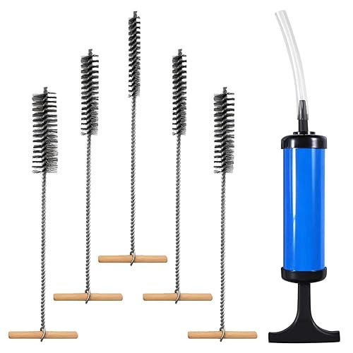 Set di 5 spazzole per foratura, spazzola per la pulizia dei pipe, con foro di perforazione, in acciaio inox, spazzola per tubi in acciaio inox, spazzola metallica cilindrica per trapani a percussione - Honorern