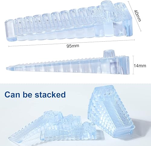 8 Pezzi Cuneo Fermaporta Antiscivolo, Fermaporta Pavimento Trasparentee per Porta e Finestra, con Altezza Regolabile, Protezioni per Pareti, Pavimento - Honorern