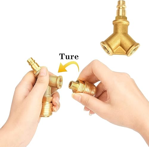 Distributore di aria Compressa a 2 vie, Distributore aria Compressa a Y da 1/4, connettore dell'aria compressa in ottone per Tubo dellaria Raccordi Compressori - Honorern