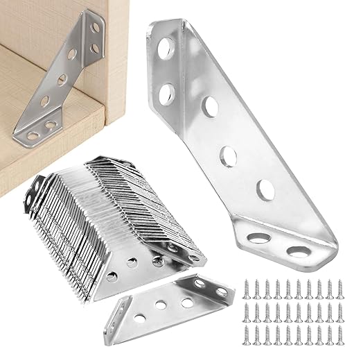 35 Pezzi Staffe Angolari Squadrette Triangolari, Staffa Angolare Connettore Angolare Universale, Supporto Connettori in Acciaio Inox, Rinforzo Triangolare Squadrette Angolari, Supporti Triangolari - Honorern