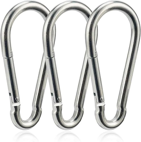 3 Pcs Moschettoni 6x60mm Moschettoni con chiusura a scatto con capacità di carico fino a 150 kg Gancio a scatto per portachiavi amaca sacco da boxe ecc. Acciaio zincato - Honorern