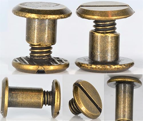 Qtools® Viti per libri da 5 mm, 10 pezzi, set di rivetti in pelleviti per cintura, rivetti decorativi, rivetti a vite, viti di collegamento per trensore occidentale, impugnatura per coltelli, - Honorern