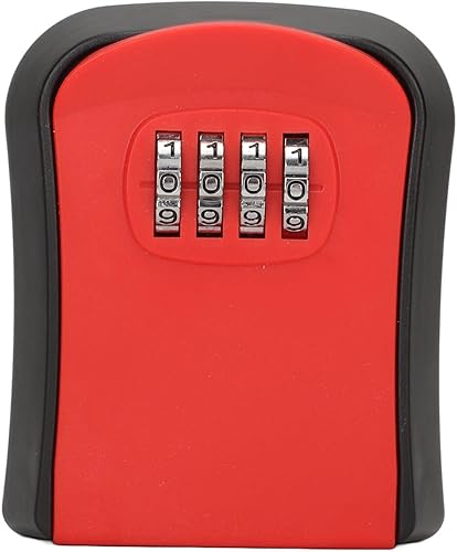 Scatola con Serratura a Combinazione, Scatola Porta Chiavi a Parete per la Casa (Rosso) - Honorern