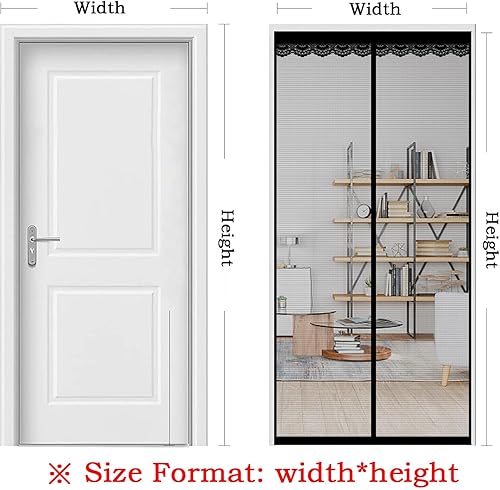 Zanzariera Magnetica per Porte 280x240cm Nero Anti Zanzare Insetti Zanzariera Porta, Chiusura Automatica, Tenda Zanzariera Magnetica per Esterno, Balcone, Terrazzo - Honorern