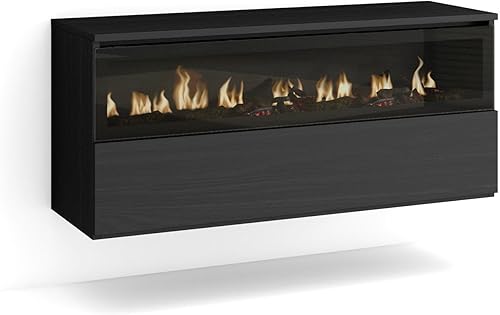 Caminetto elettrico LED | Effetto Fiamma Realistico | 102x45x35cm | 1 apertura, 1 porta | Camino elettrico | Sospeso, da appendere | Stile moderno | Nero - Honorern