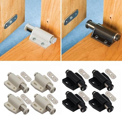 Chiusure magnetiche a pressione, 4 pezzi, adatte per tutti i modelli di armadi e armadi (nero) - Honorern