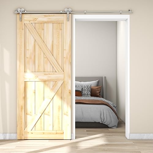 182cm/6FT Binario per Porta Scorrevole Kit Acciaio Inossidabile Porta Scorrevole Set Accessori per porta singola in legno(Forma Y) - Honorern