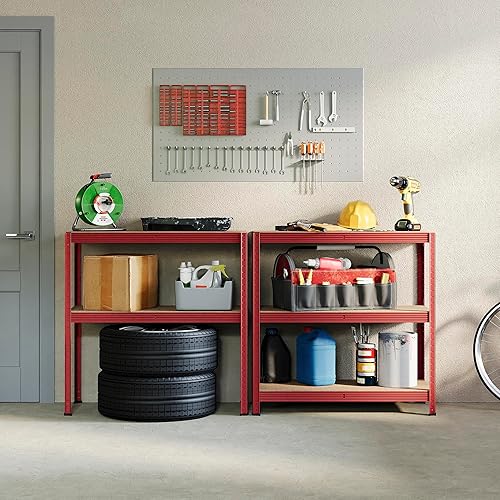 Home Discount 5 Ripiani Strato scaffali Rack scaffali Heavy Duty Kitchen Garage capacità 875 kgs, Standard, Rosso - Honorern