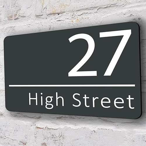 Numero Civico Acrilico Personalizzato Con Nome di Strada - Font Moderno per Esterni, Indirizzo Aziendale, Segno Negozio, Targa Personalizzata - Regalo - Honorern