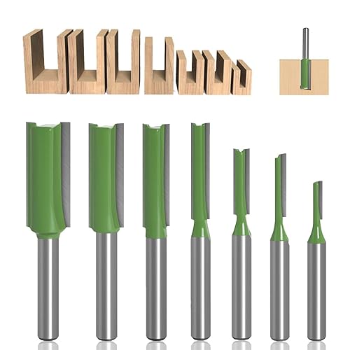 Punte per Legno, 7 pezzi Fresa per Legno Set con Gambo Dritto da 6 mm Punte per Router per Legno Punte per Router Scanalatura- 3 mm, 4 mm, 5 mm, 6 mm, 8 mm, 10 mm, 12 mm - Honorern