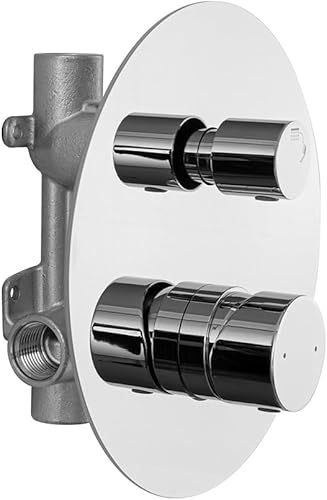 Miscelatore doccia incasso satinato con deviatore a due vie in acciaio inox, maniglia girevole e indicatori per l’acqua, GEMINI - Honorern