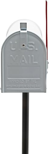 Wiltec Cassetta postale americana con palo di supporto, in acciaio zincato, bianco, montaggio a terra - Honorern