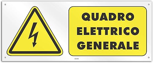 Cartello cm 30x12 - Quadro Elettrico Generale (PVC spessore 1 mm con 4 fori) - Honorern