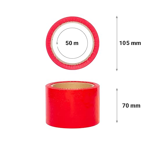 Nastro flutter colorato, 50 m x 70 mm, LDPE, spessore 50 µ, per interni ed esterni, nastro non adesivo, colore rosso - Honorern